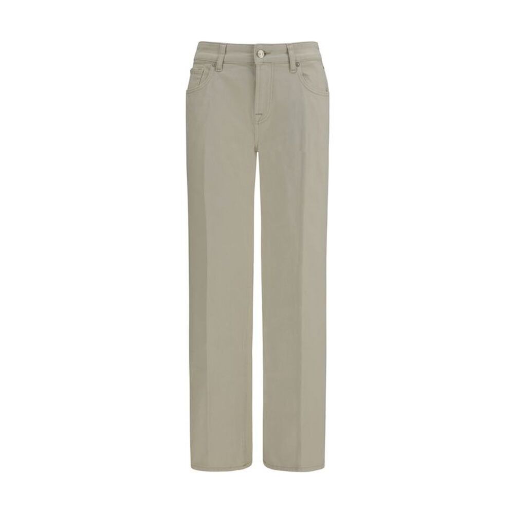 7FOR Beige Cotton Straight-Leg Women's Jeans